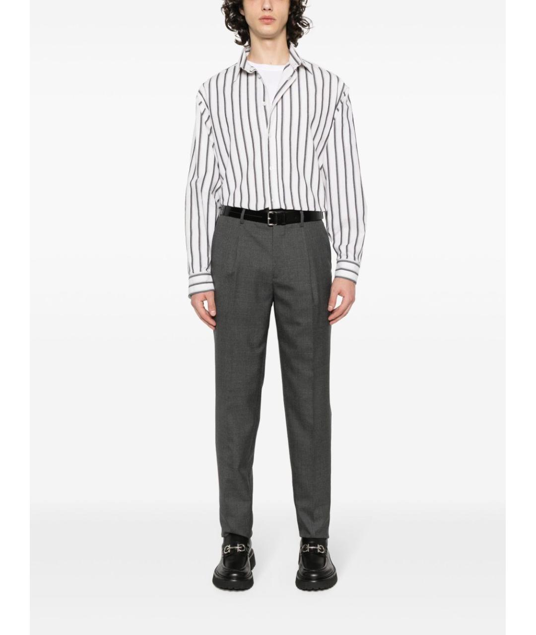BRUNELLO CUCINELLI Антрацитовые хлопковые повседневные брюки, фото 4
