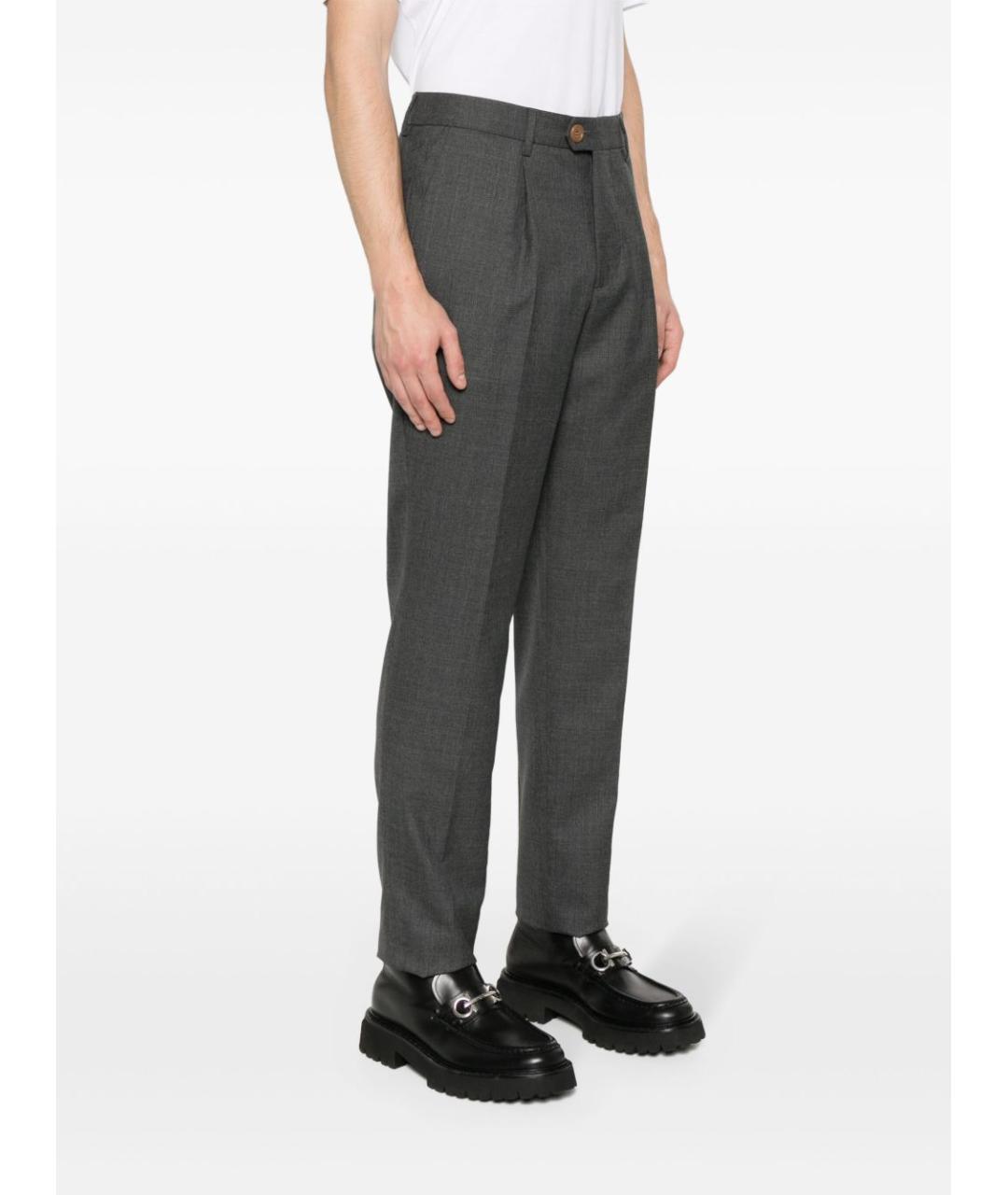 BRUNELLO CUCINELLI Антрацитовые хлопковые повседневные брюки, фото 3