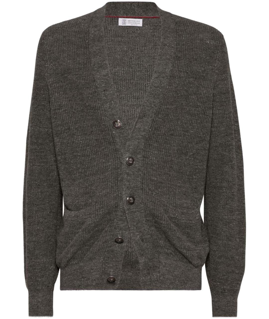 BRUNELLO CUCINELLI Антрацитовый хлопковый кардиган, фото 1