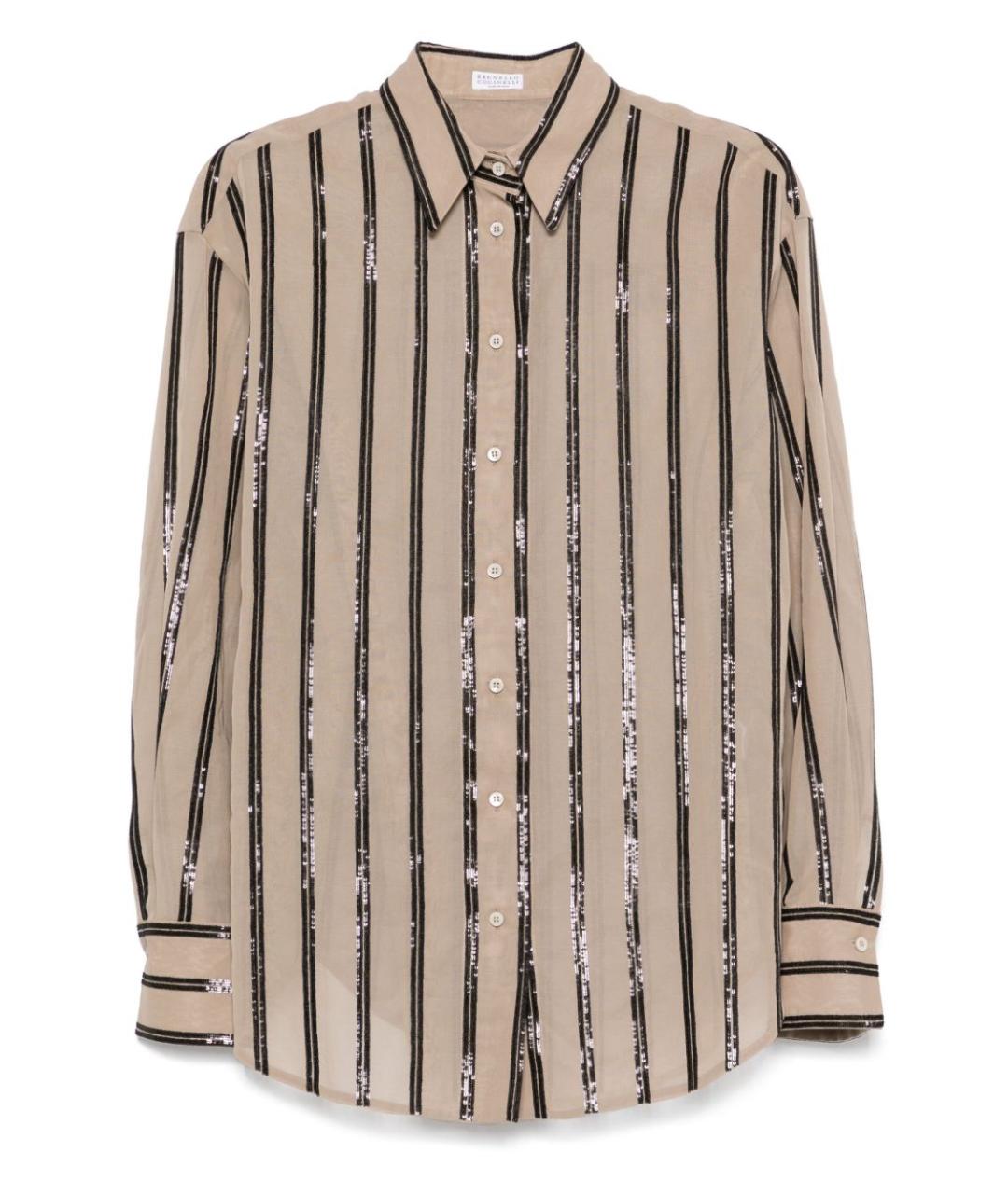 BRUNELLO CUCINELLI Коричневая хлопковая рубашка, фото 1