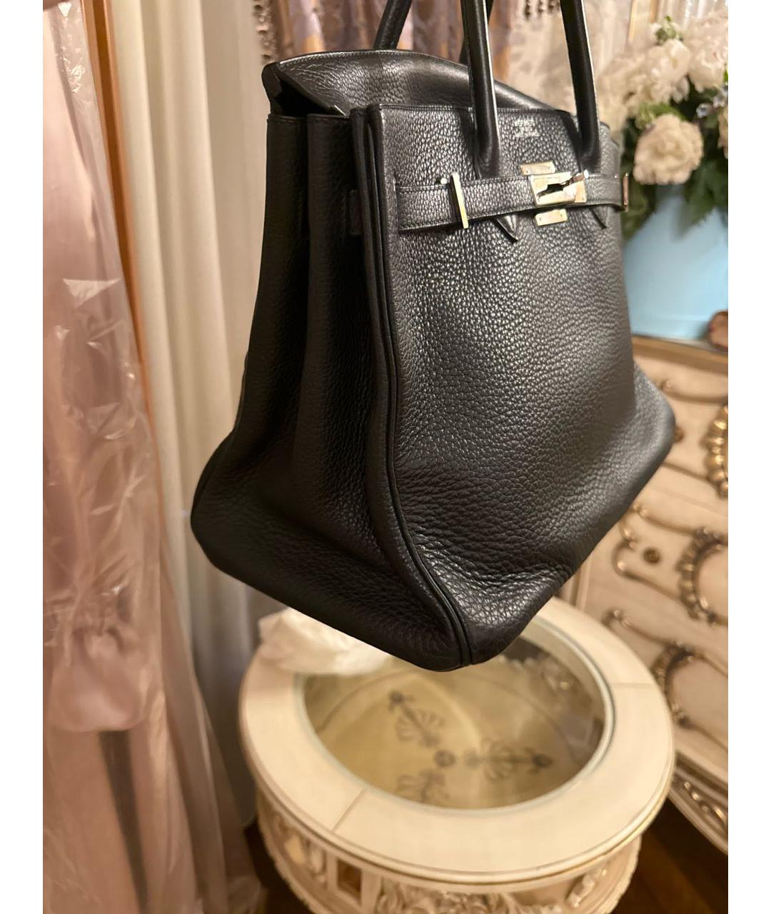 HERMES Черная кожаная сумка с короткими ручками, фото 5