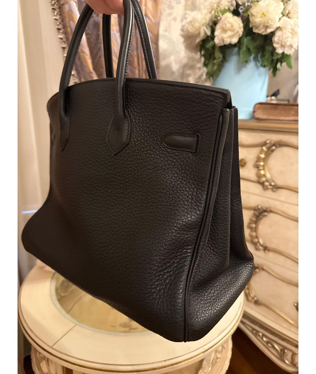 HERMES Черная кожаная сумка с короткими ручками, фото 7