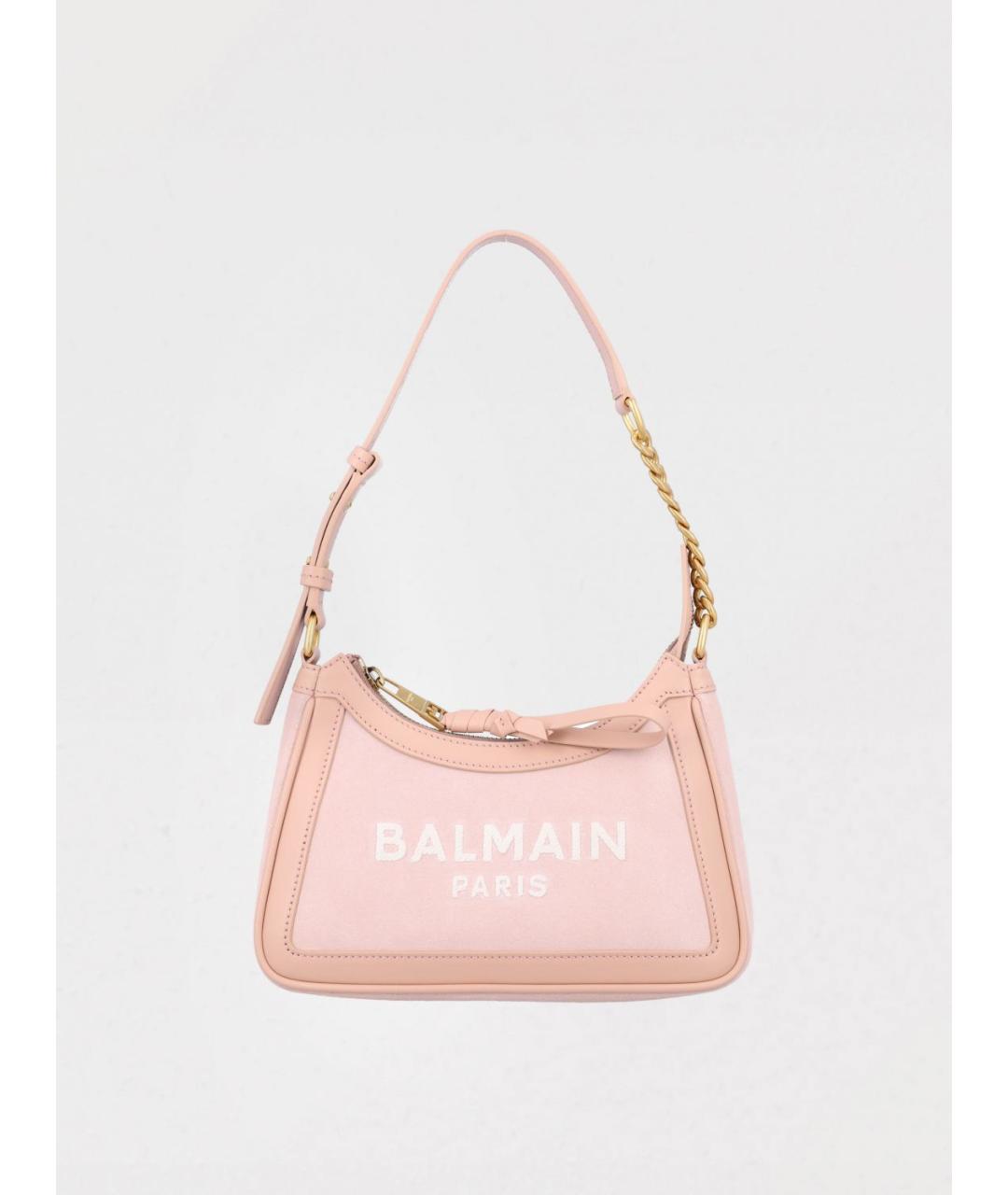 BALMAIN Розовая замшевая сумка через плечо, фото 4