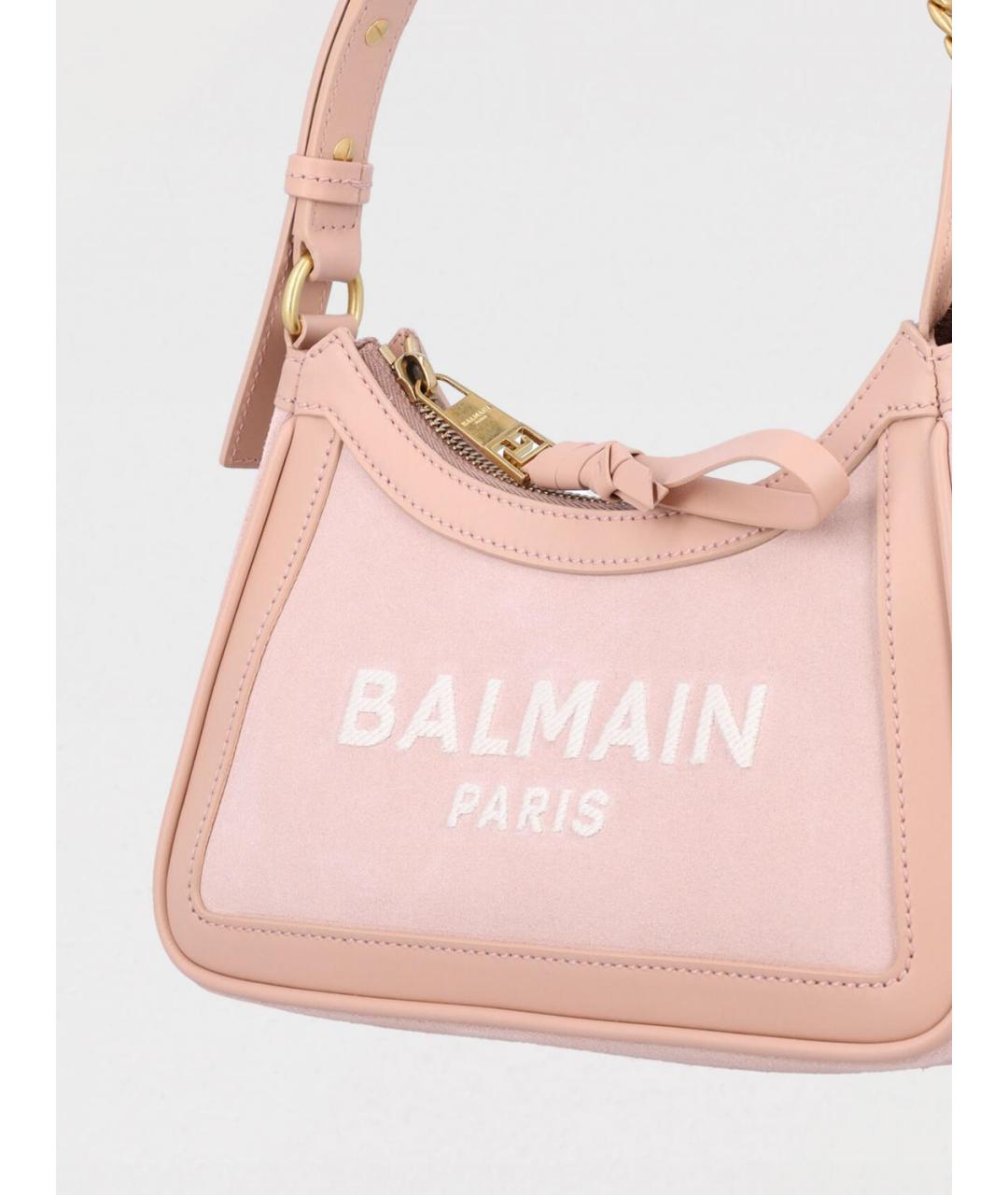 BALMAIN Розовая замшевая сумка через плечо, фото 3
