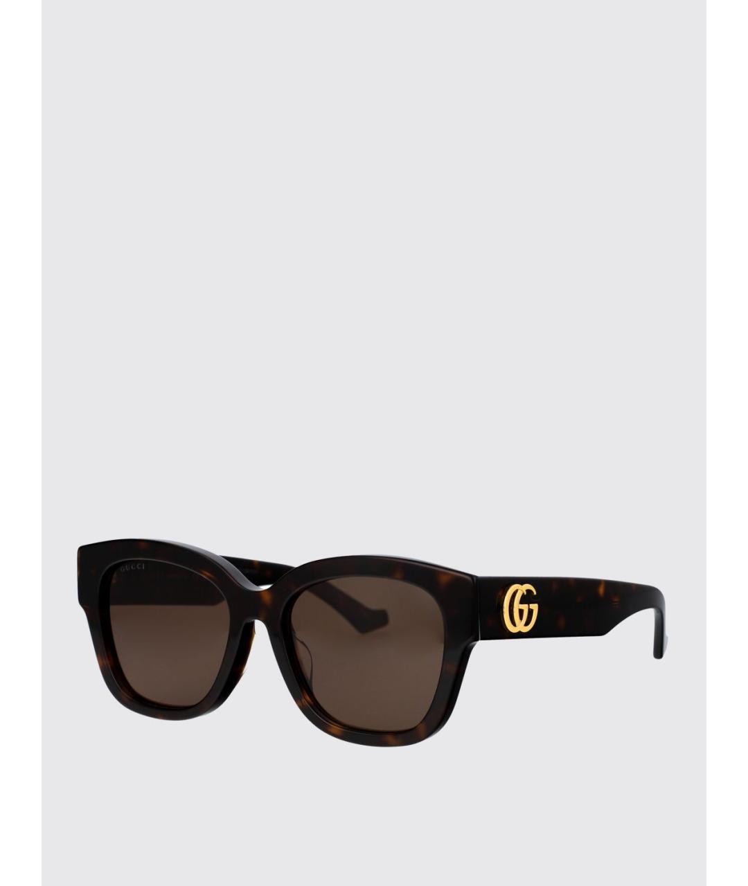 GUCCI Коричневые пластиковые солнцезащитные очки, фото 5