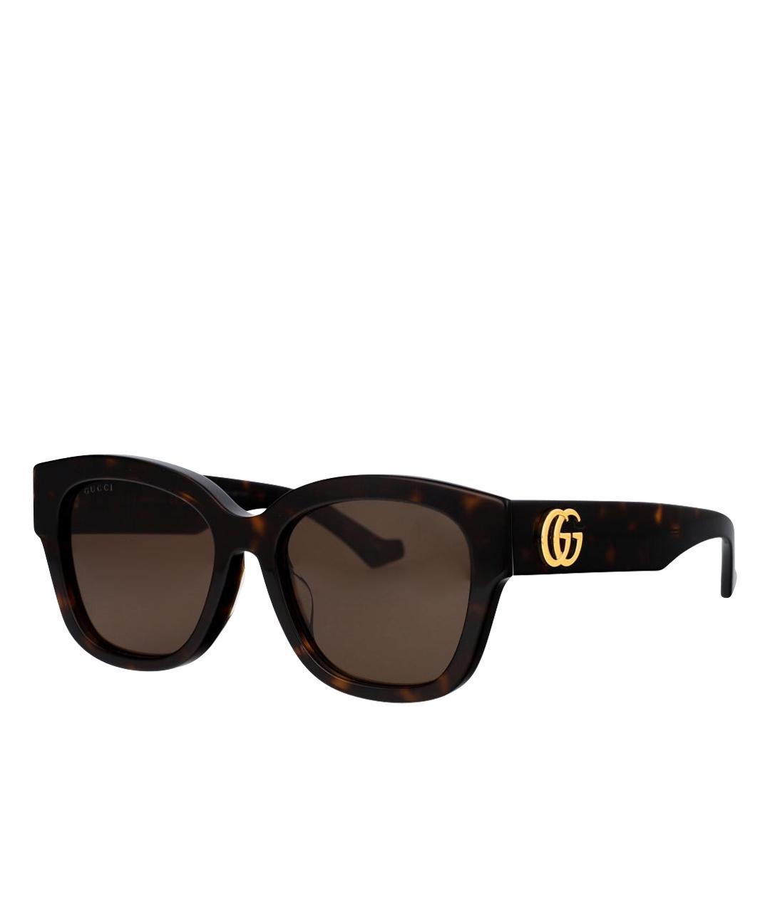 GUCCI Коричневые пластиковые солнцезащитные очки, фото 1