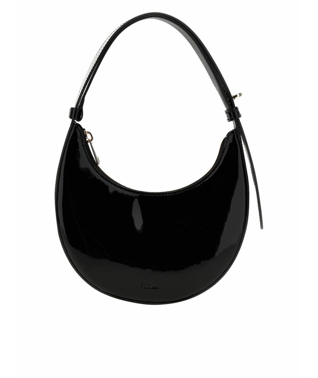 FURLA Черная сумка через плечо из лакированной кожи, фото 1