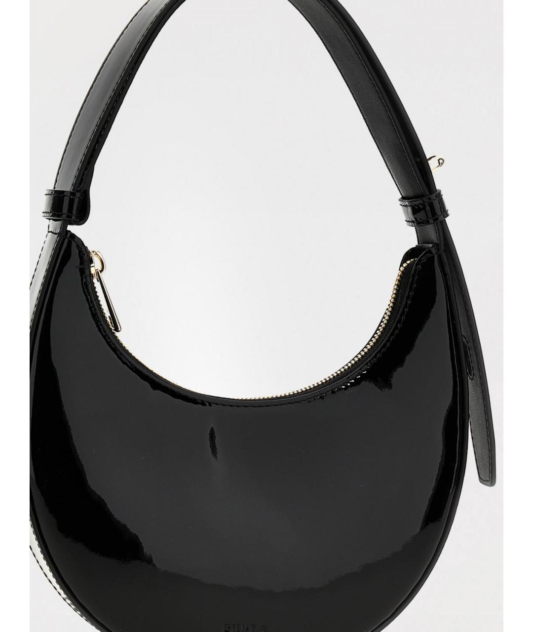 FURLA Черная сумка через плечо из лакированной кожи, фото 3