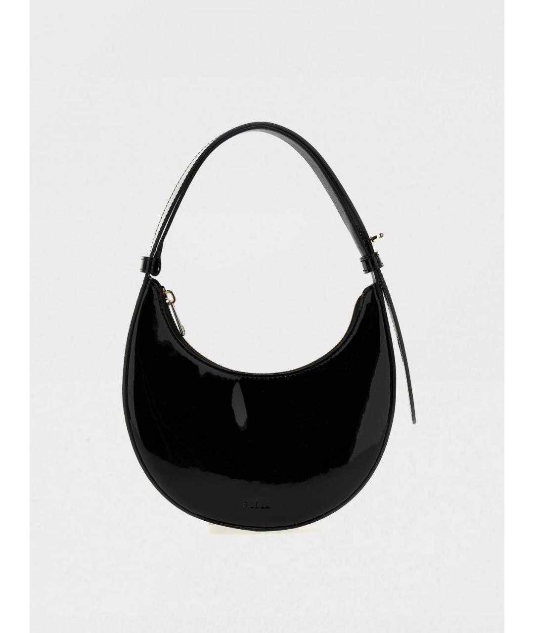 FURLA Черная сумка через плечо из лакированной кожи, фото 4