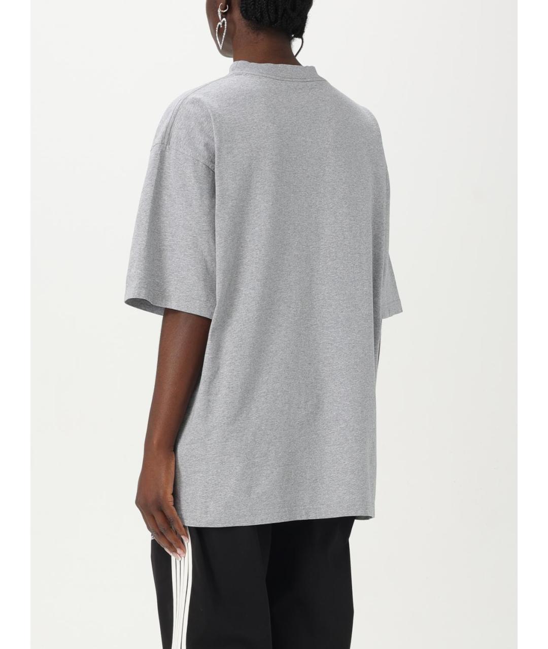 BALENCIAGA Серая хлопковая футболка, фото 4