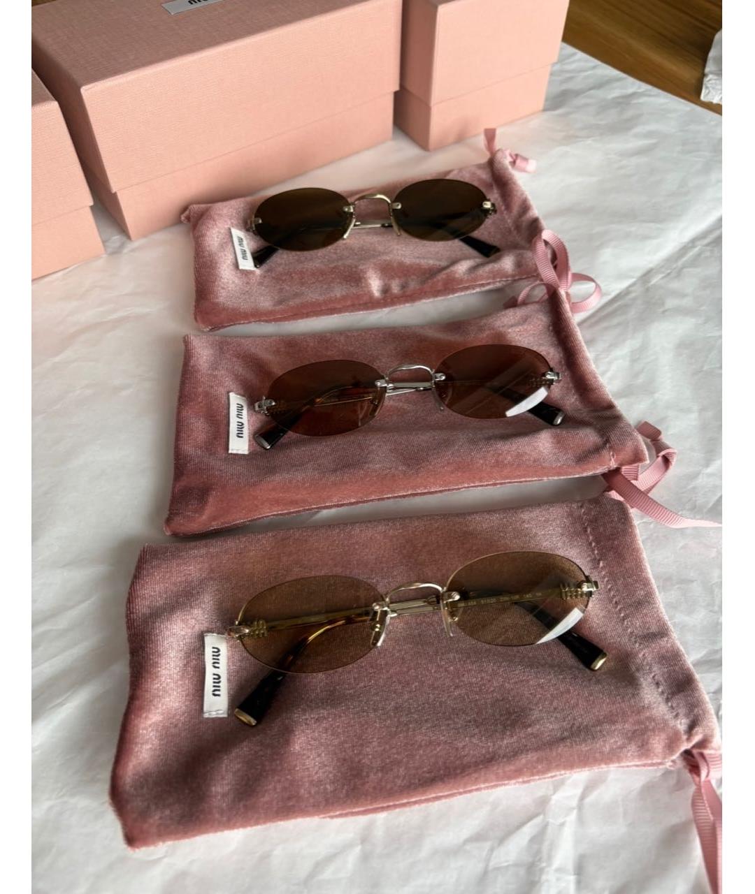 MIU MIU Коричневые металлические солнцезащитные очки, фото 8