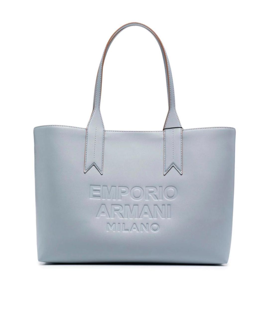 EMPORIO ARMANI Голубая пляжная сумка из искусственной кожи, фото 1