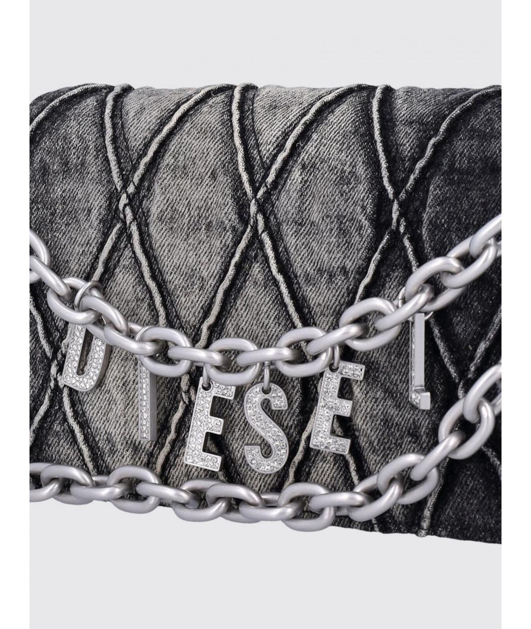 DIESEL Антрацитовая деним сумка через плечо, фото 3