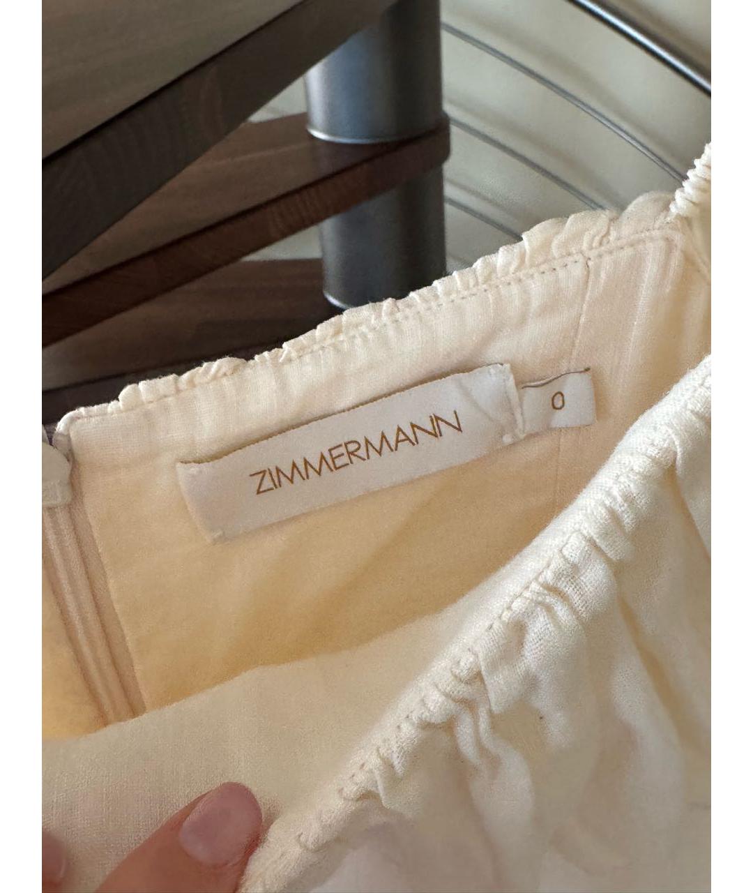 ZIMMERMANN Белое льняное повседневное платье, фото 4