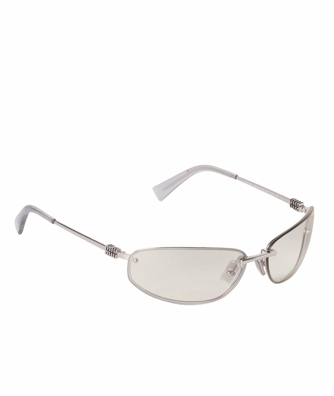 MIU MIU Белые металлические солнцезащитные очки, фото 1