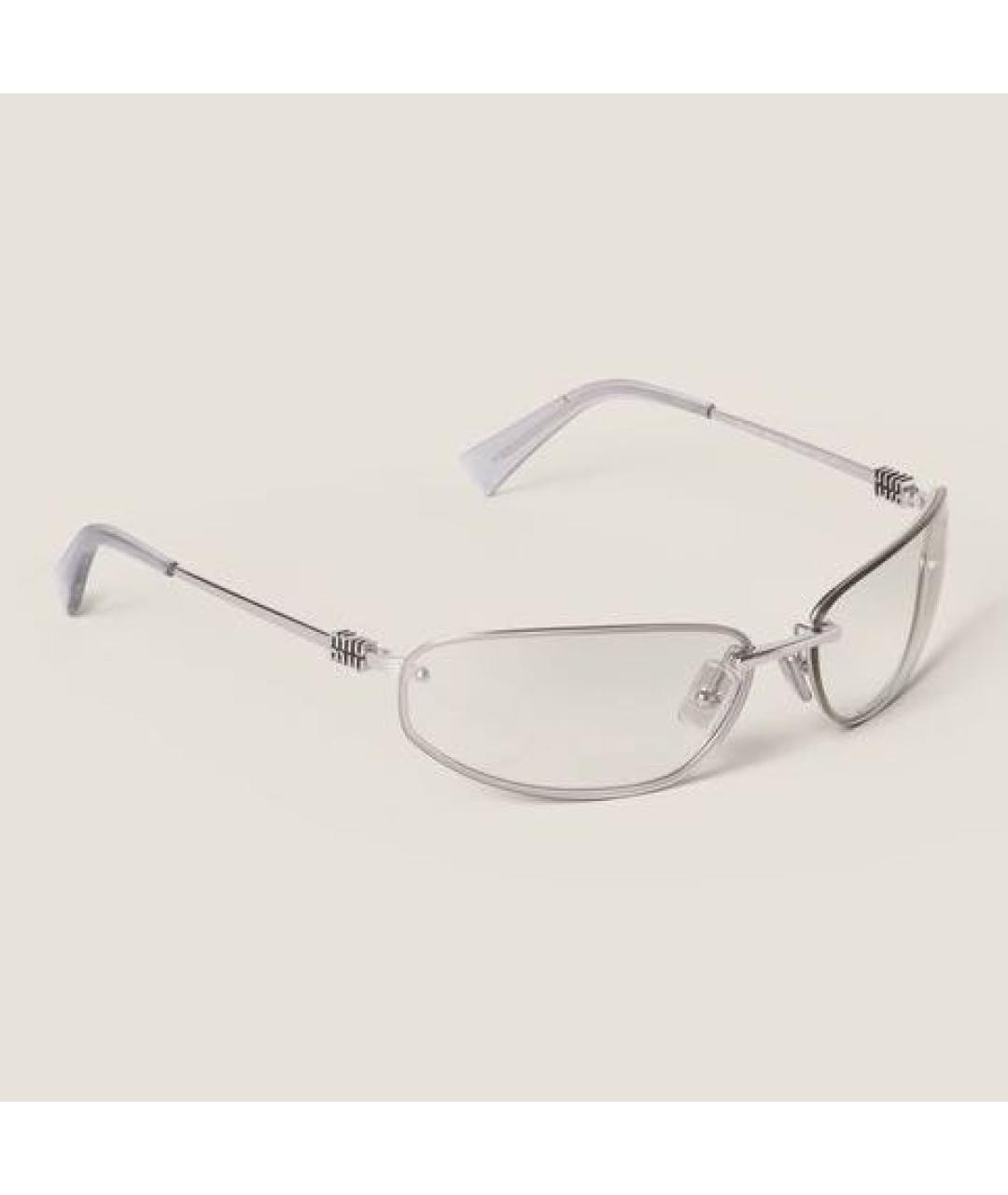 MIU MIU Белые металлические солнцезащитные очки, фото 5