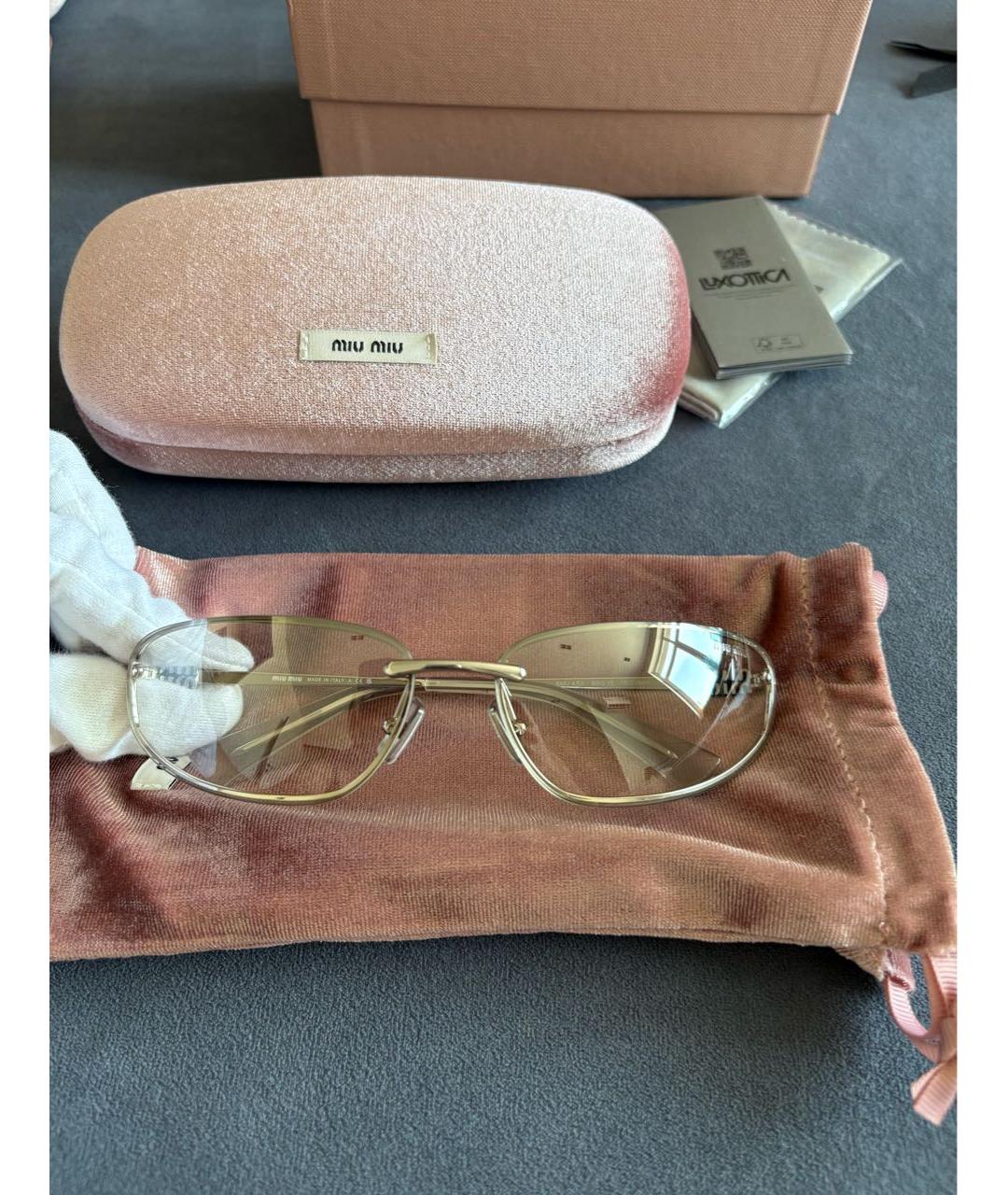 MIU MIU Белые металлические солнцезащитные очки, фото 4
