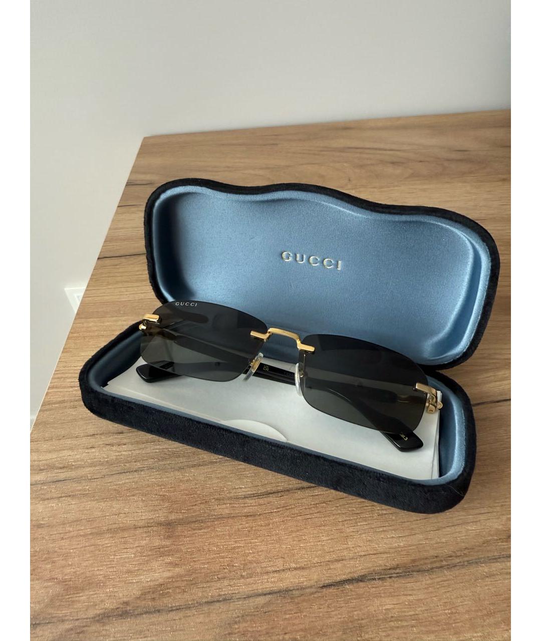 GUCCI Черные металлические солнцезащитные очки, фото 4