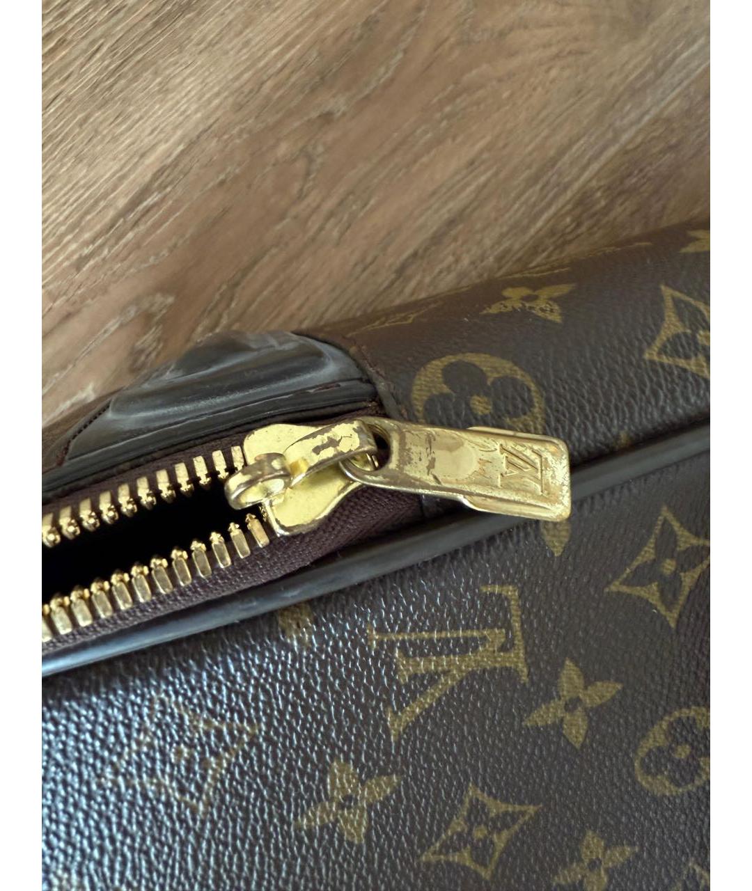 LOUIS VUITTON Коричневый кожаный чемодан, фото 6