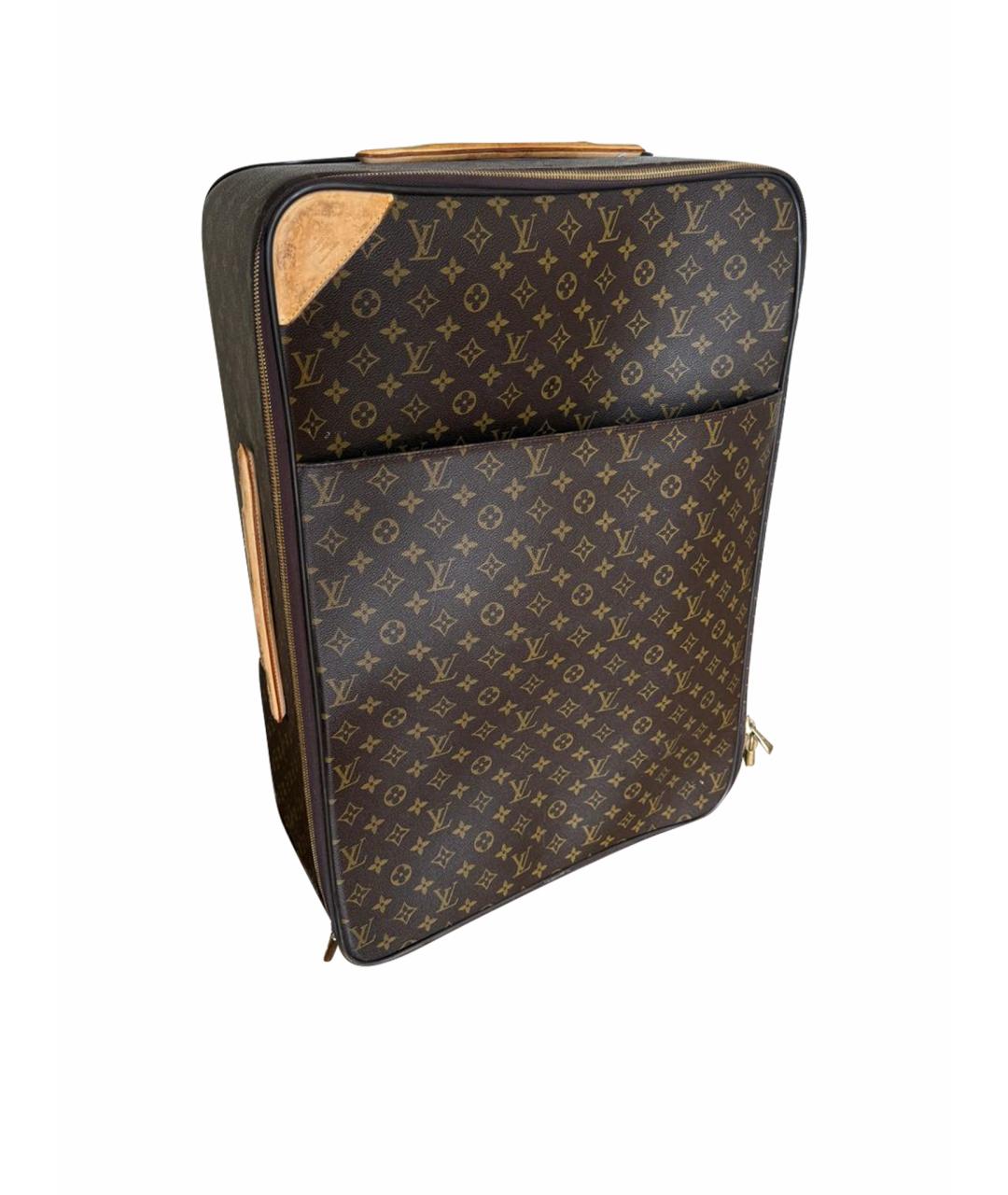 LOUIS VUITTON Коричневый кожаный чемодан, фото 1