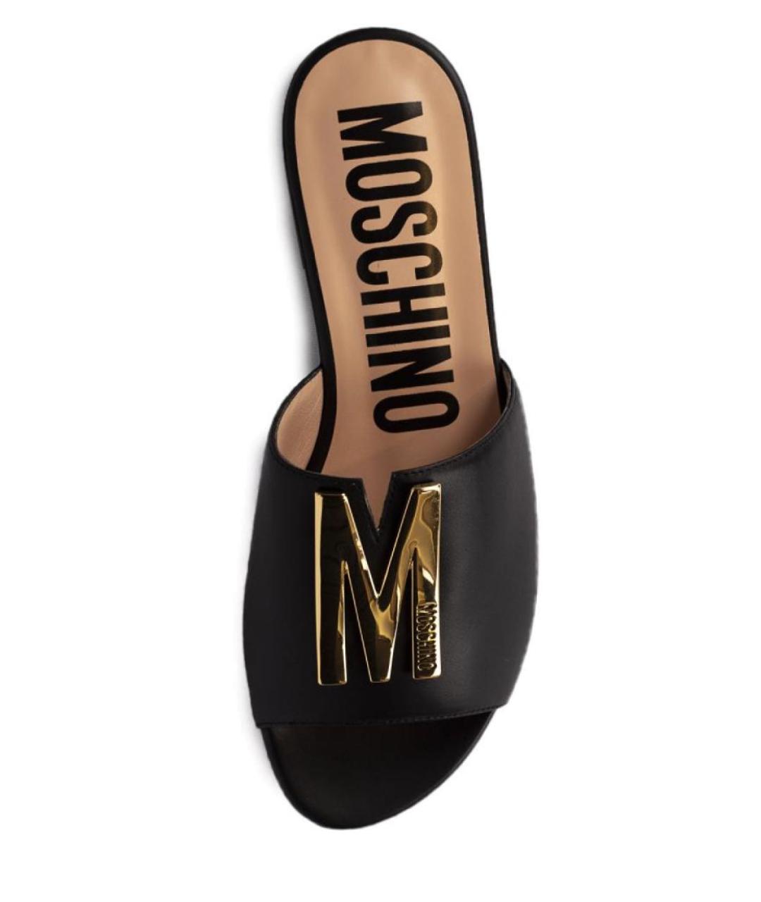 MOSCHINO Черные кожаные мюли, фото 2