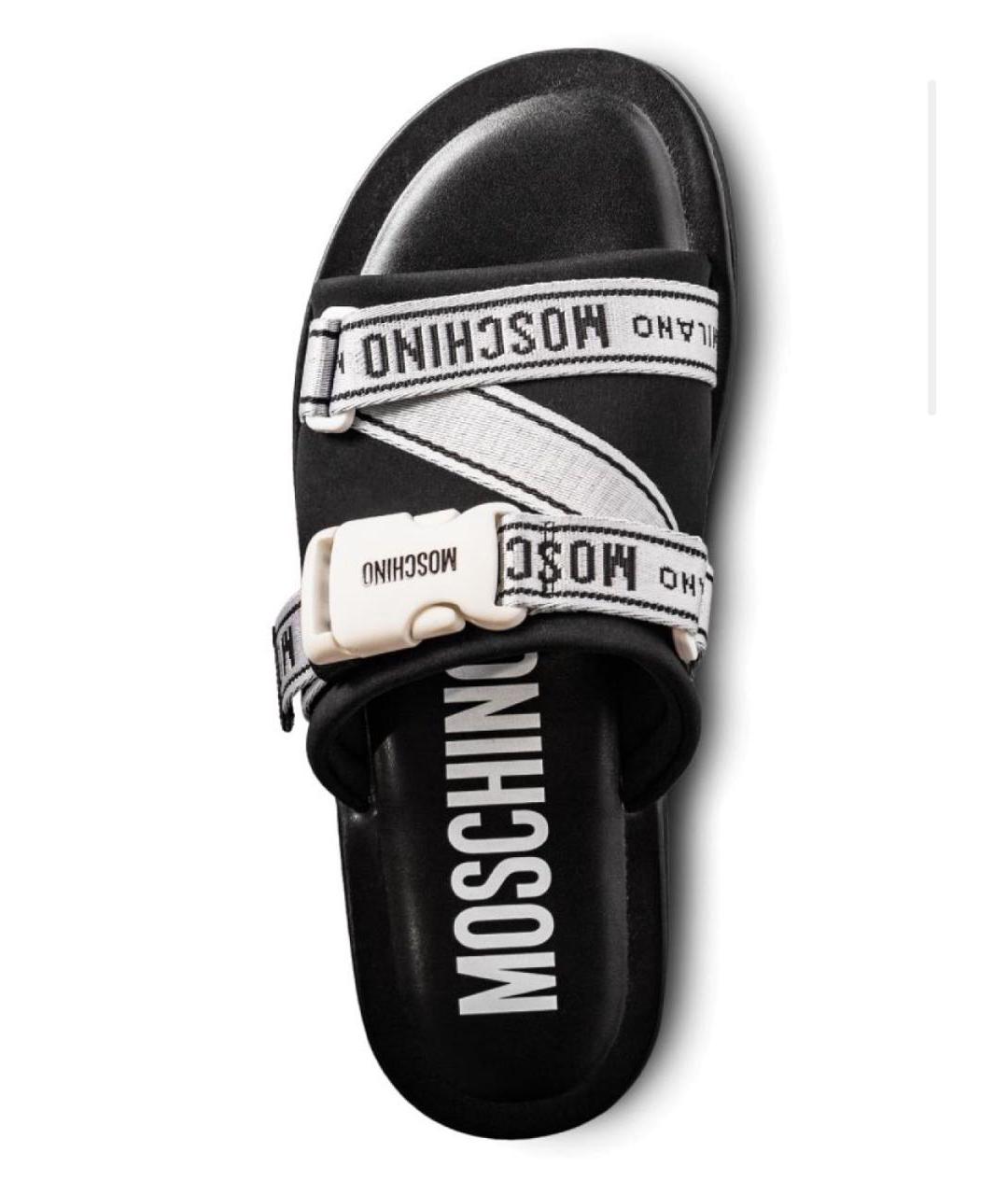 MOSCHINO Черные резиновые шлепанцы, фото 3