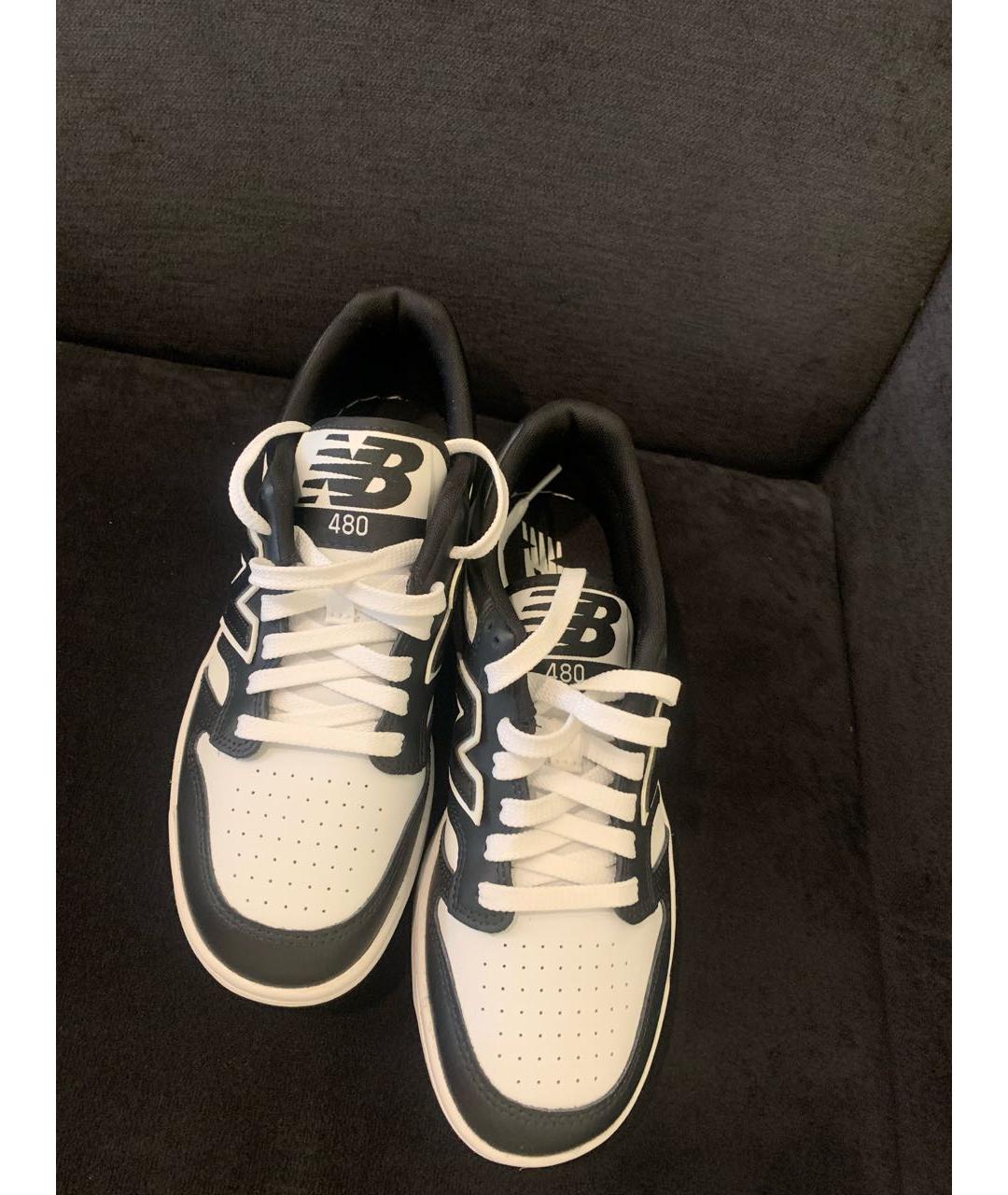 NEW BALANCE Черные кожаные низкие кроссовки / кеды, фото 2