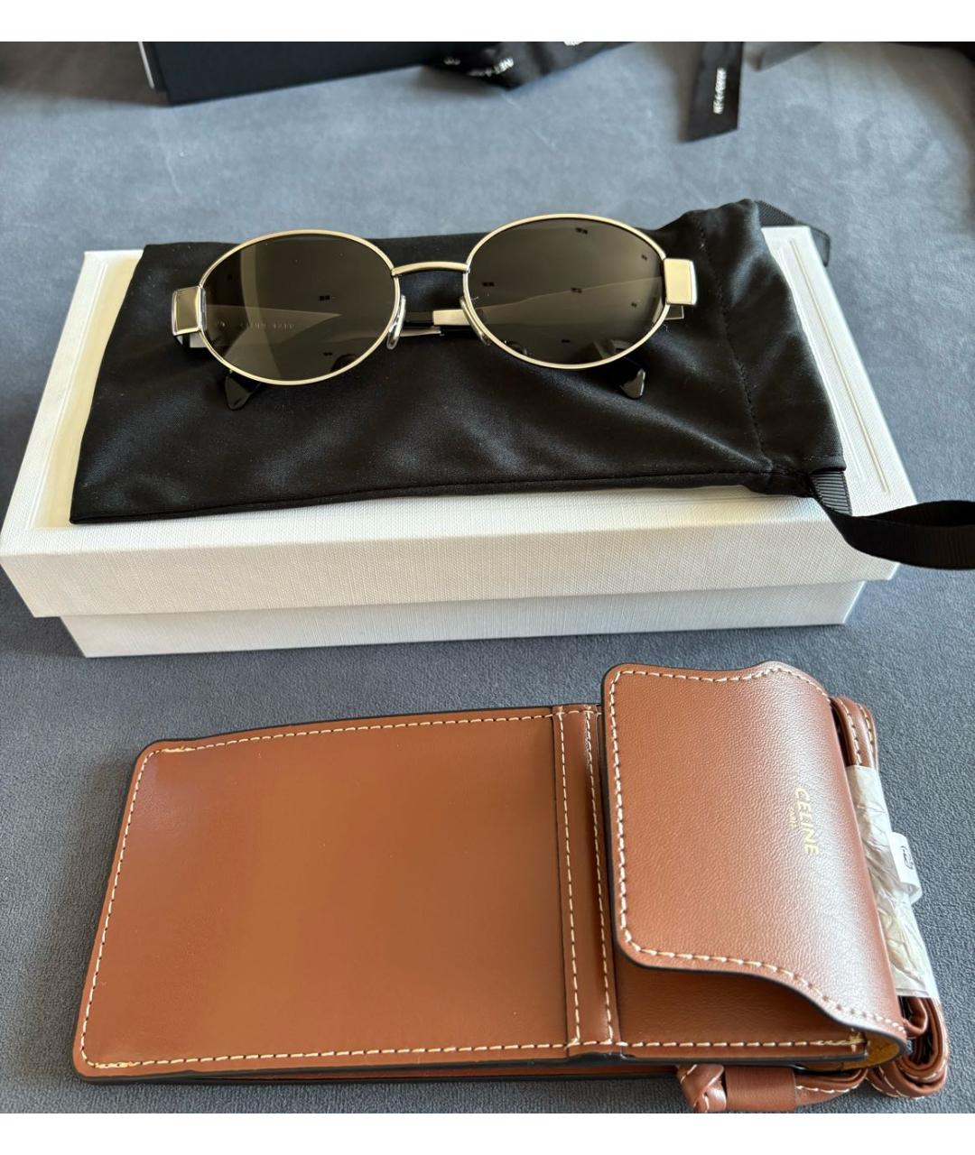 CELINE Серебряные металлические солнцезащитные очки, фото 5