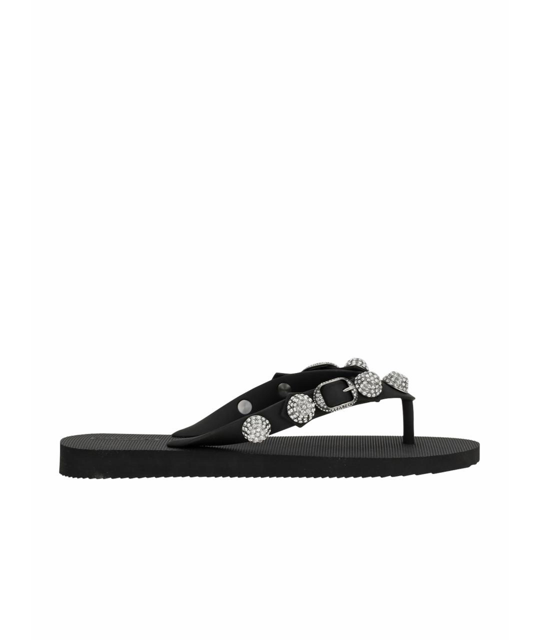 BALENCIAGA Черные резиновые босоножки, фото 1