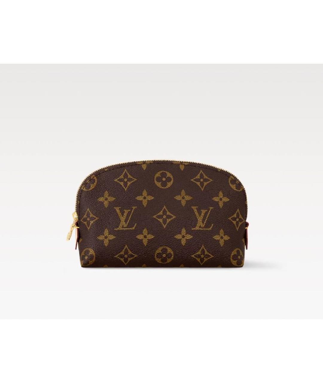LOUIS VUITTON Коричневая кожаная косметичка, фото 5