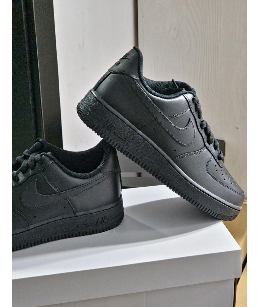NIKE Черные кожаные низкие кроссовки / кеды, фото 6