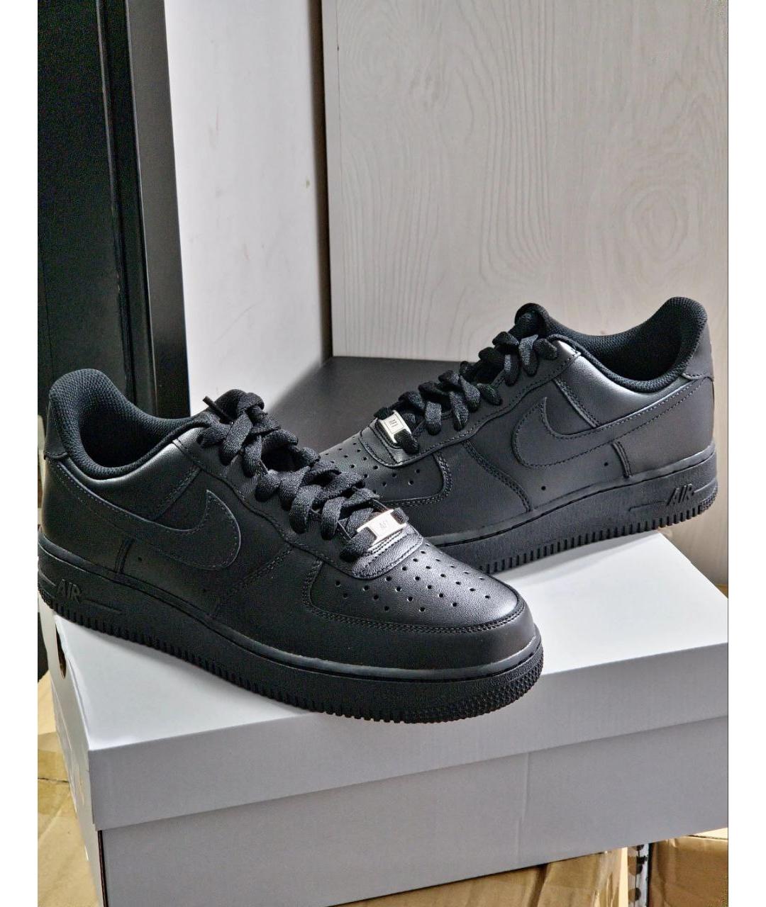 NIKE Черные кожаные низкие кроссовки / кеды, фото 3