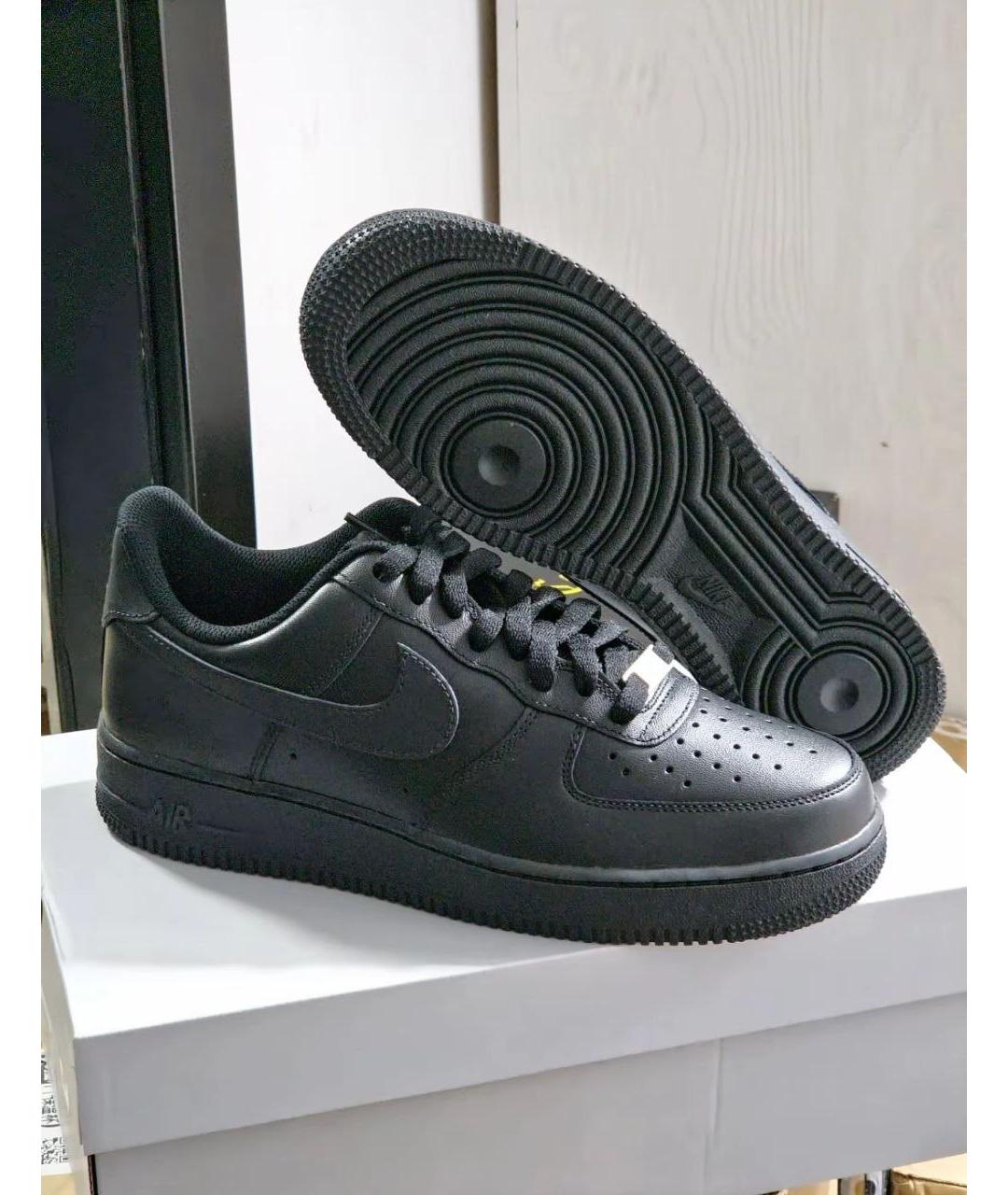 NIKE Черные кожаные низкие кроссовки / кеды, фото 5