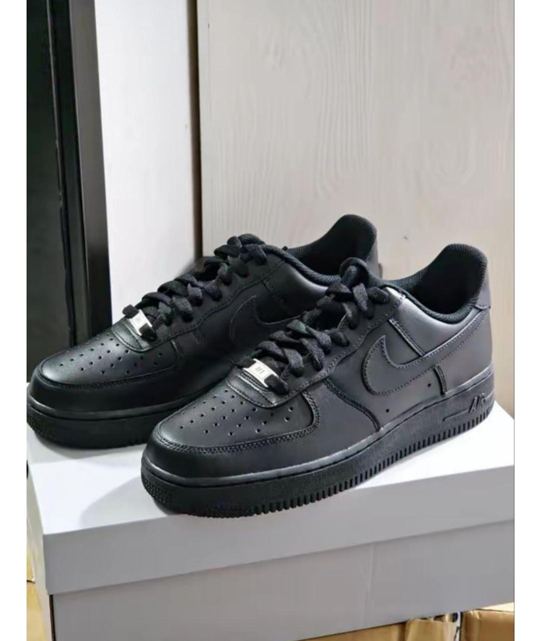 NIKE Черные кожаные низкие кроссовки / кеды, фото 2