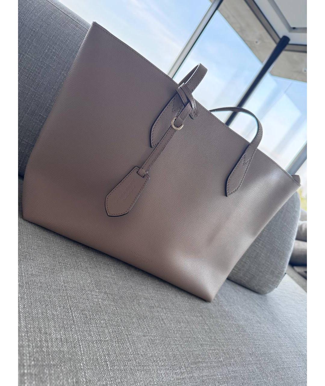 BURBERRY Бежевая кожаная сумка тоут, фото 7