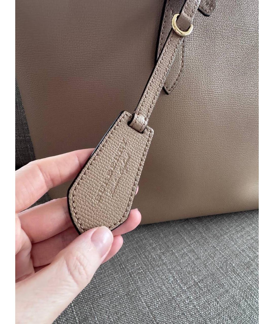 BURBERRY Бежевая кожаная сумка тоут, фото 6