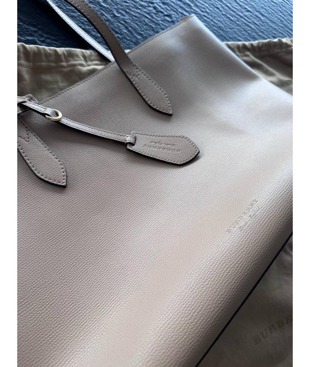 BURBERRY Бежевая кожаная сумка тоут, фото 2