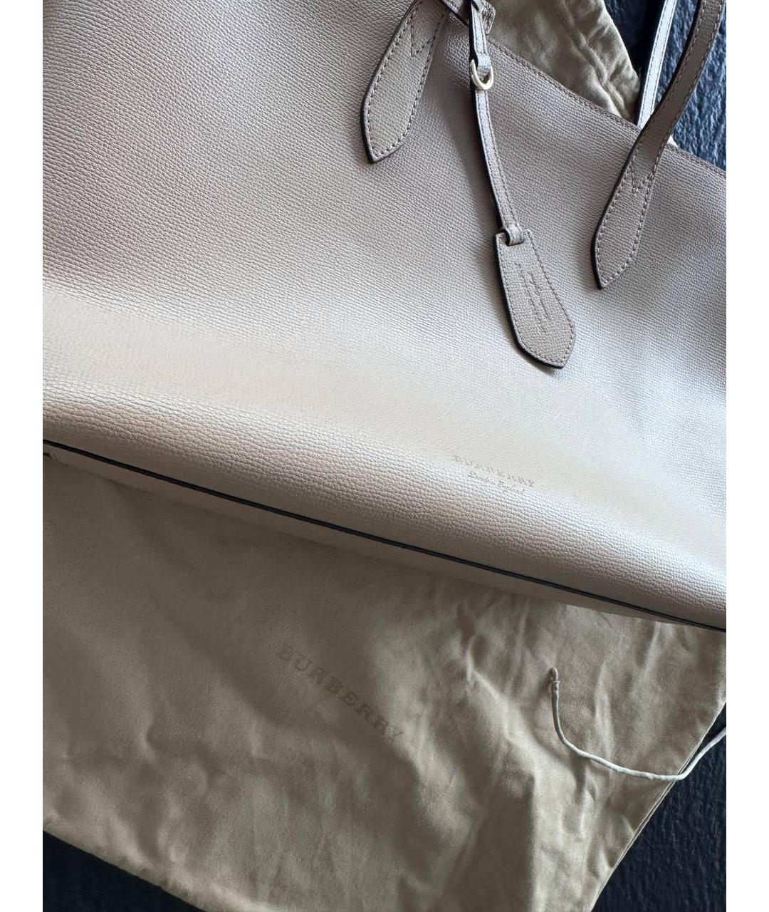 BURBERRY Бежевая кожаная сумка тоут, фото 3