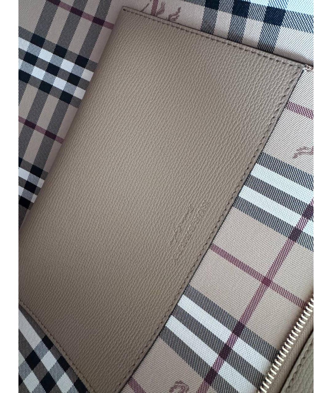 BURBERRY Бежевая кожаная сумка тоут, фото 5