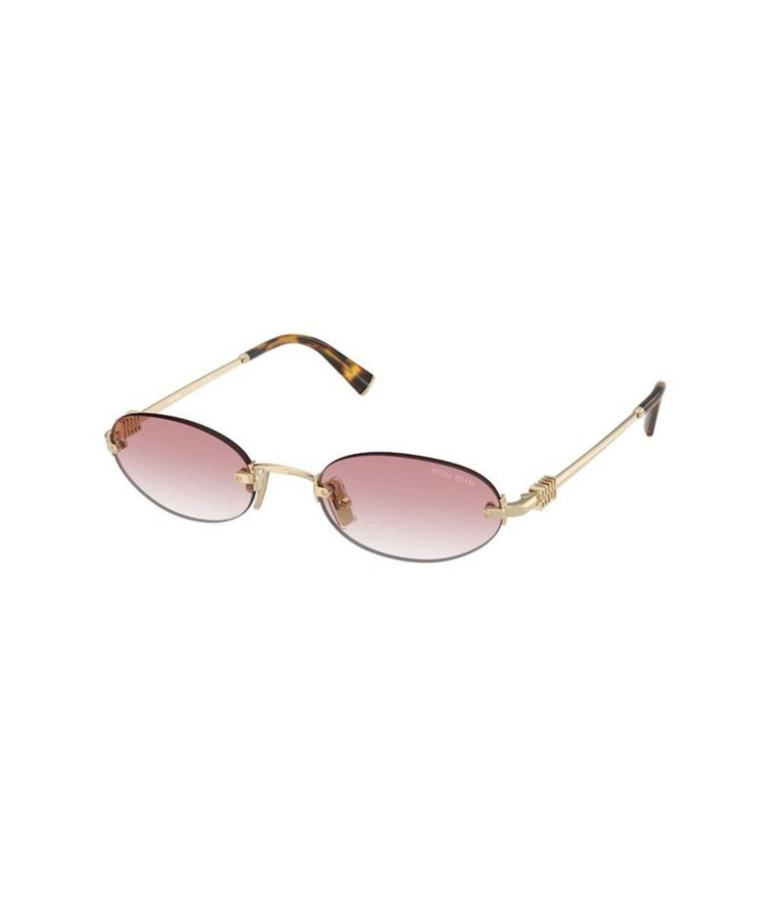 MIU MIU Золотые металлические солнцезащитные очки, фото 1
