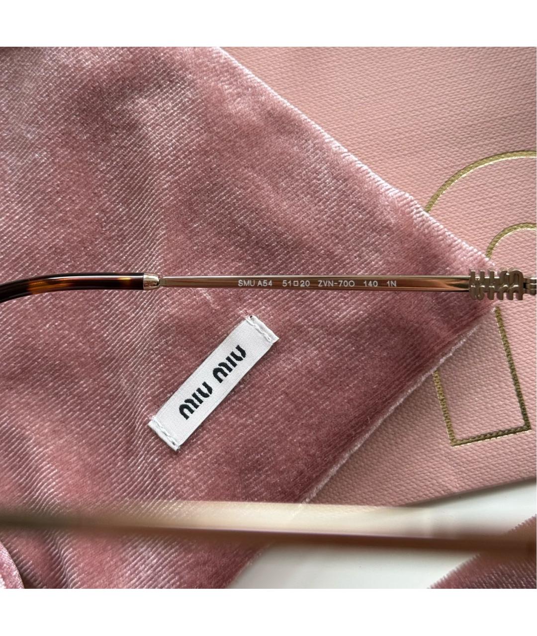 MIU MIU Золотые металлические солнцезащитные очки, фото 4