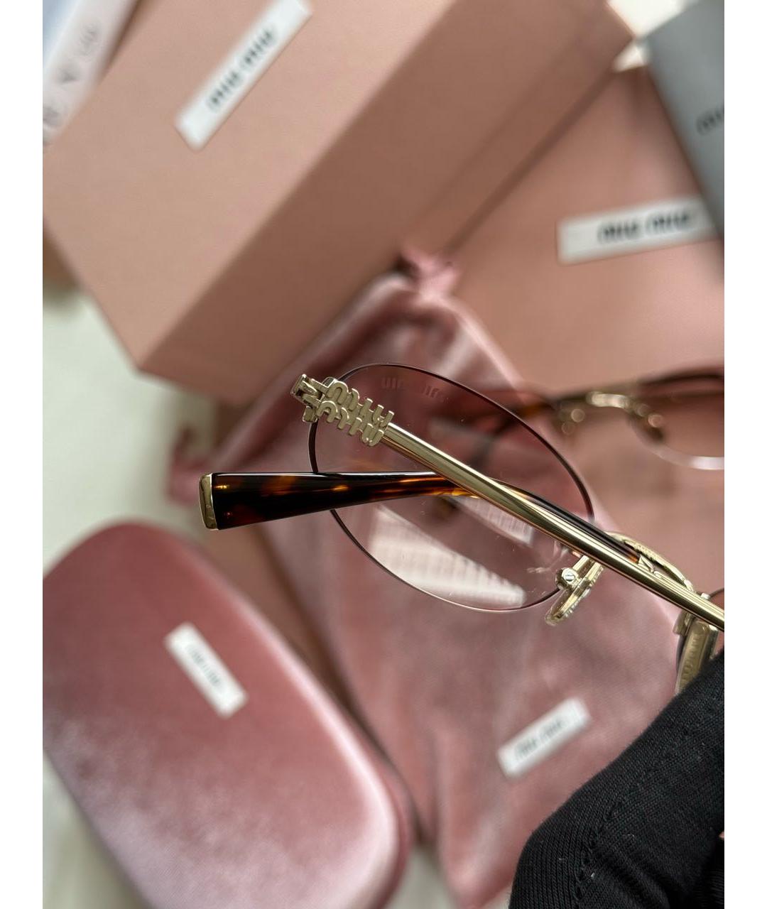 MIU MIU Золотые металлические солнцезащитные очки, фото 3