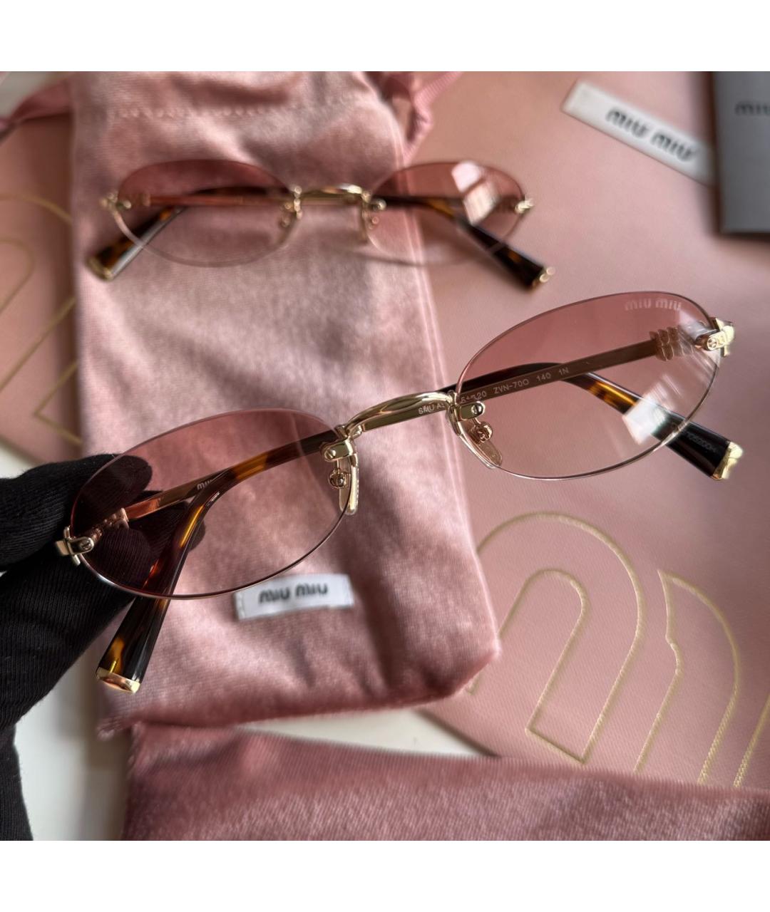 MIU MIU Золотые металлические солнцезащитные очки, фото 2