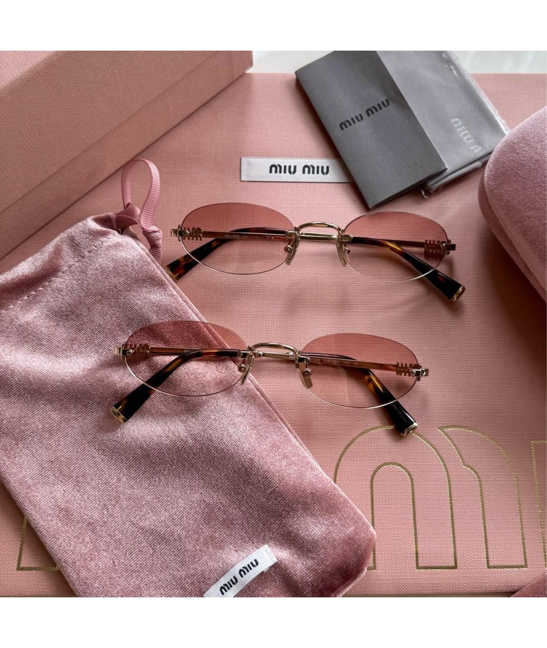 MIU MIU Золотые металлические солнцезащитные очки, фото 5