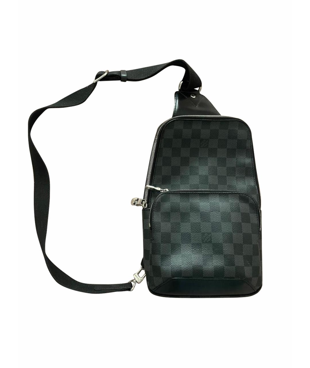 LOUIS VUITTON Черная кожаная поясная сумка, фото 1