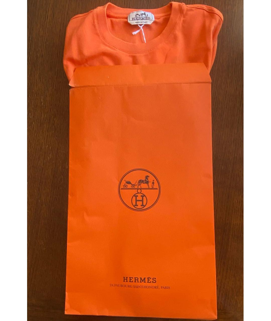 HERMES Оранжевая хлопковая футболка, фото 8