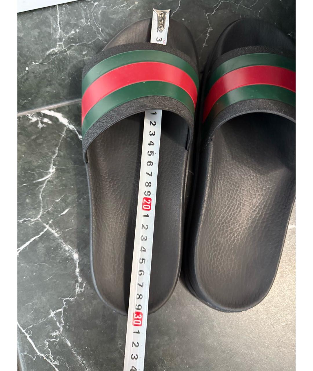 GUCCI Черные резиновые шлепанцы, фото 7