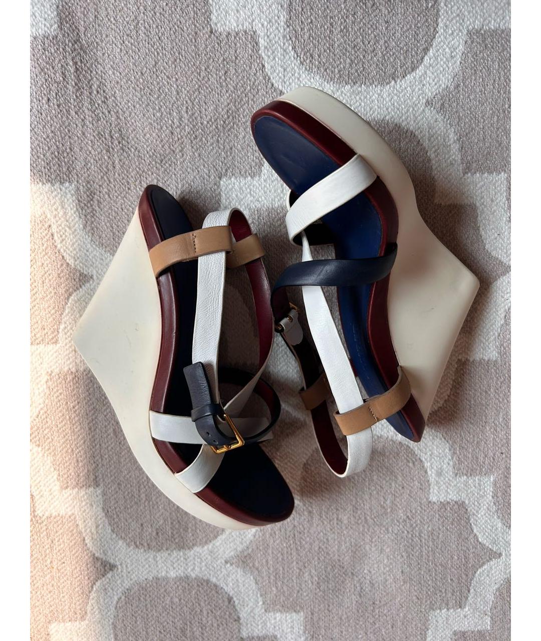 JIL SANDER Белые кожаные босоножки, фото 5