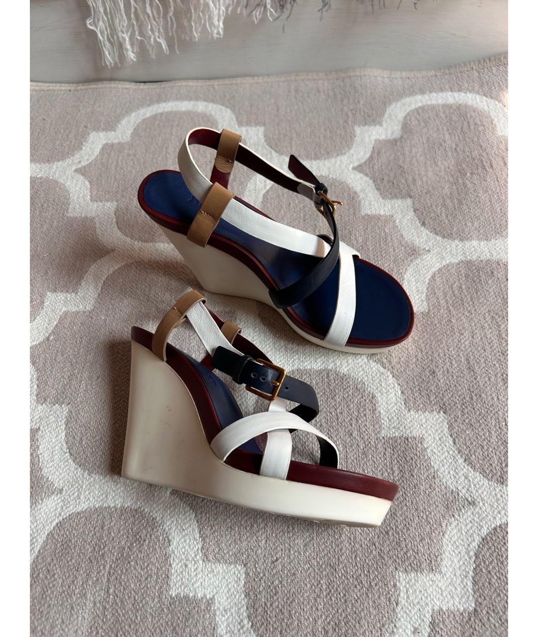 JIL SANDER Белые кожаные босоножки, фото 4