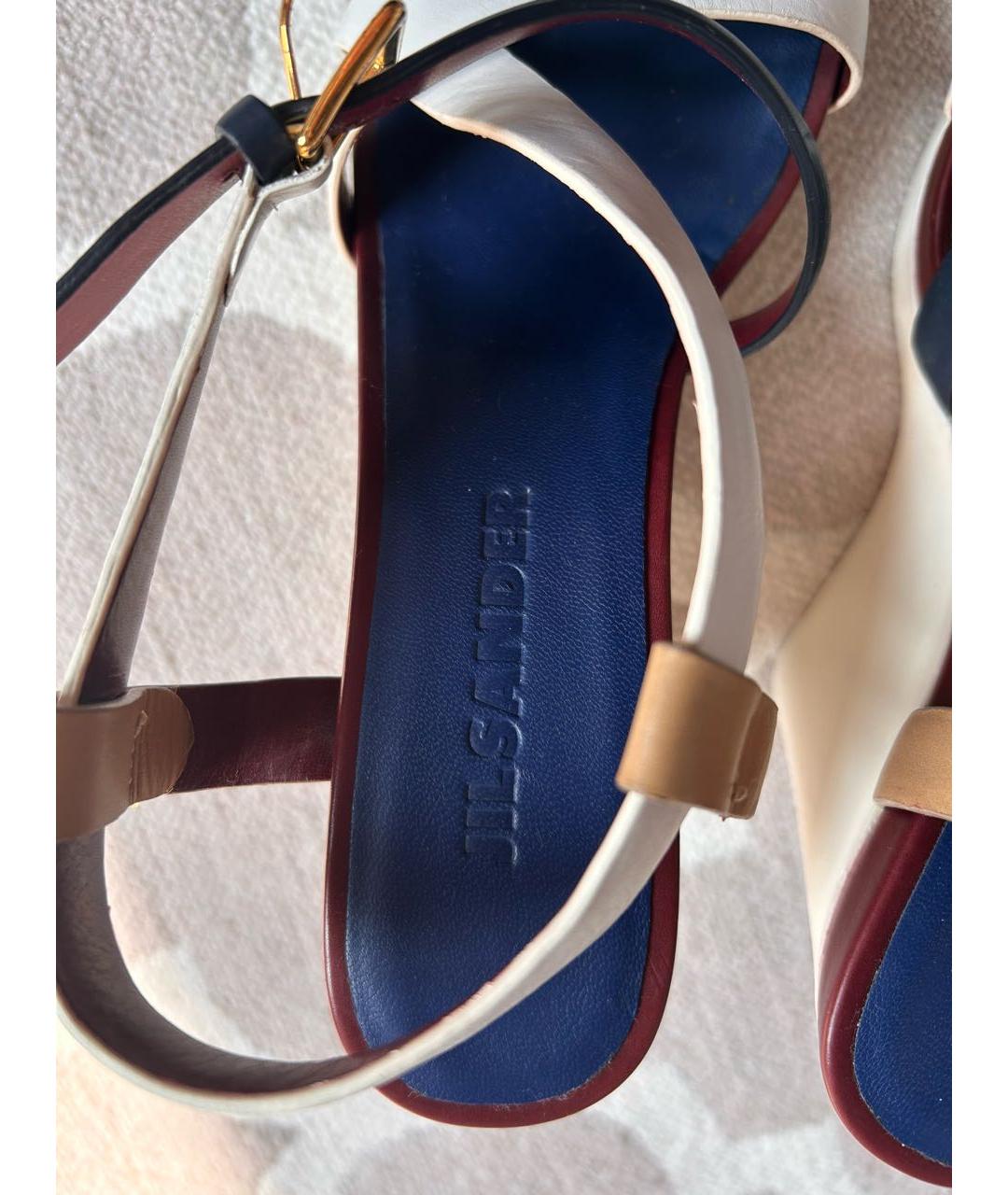 JIL SANDER Белые кожаные босоножки, фото 8